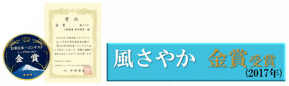 風さやかお米日本一コンテスト受賞
