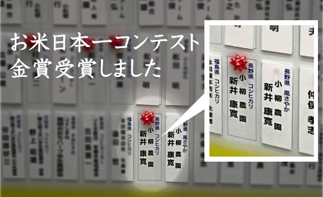 お米日本一コンテスト 金賞受賞しました