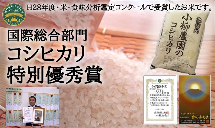 国際総合部門 コシヒカリ 特別優秀賞